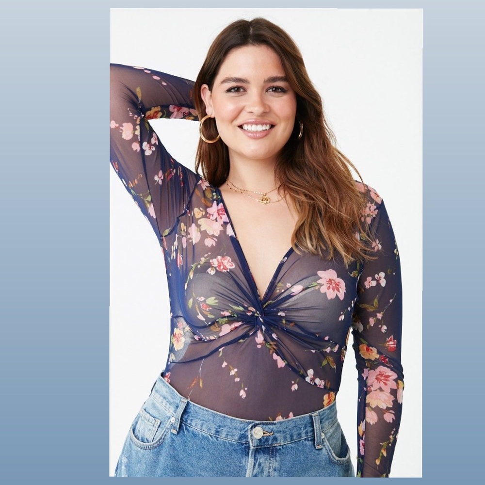 Floral mesh bodysuit